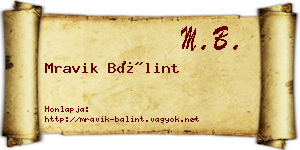 Mravik Bálint névjegykártya