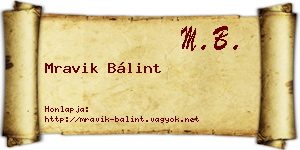 Mravik Bálint névjegykártya